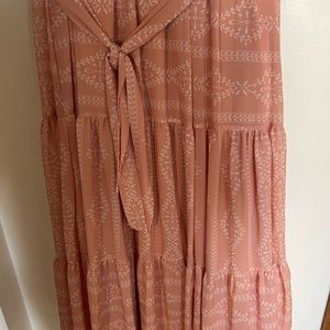 Peach Tiered Midi Dress